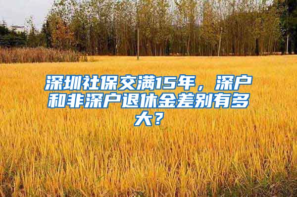 深圳社保交满15年，深户和非深户退休金差别有多大？