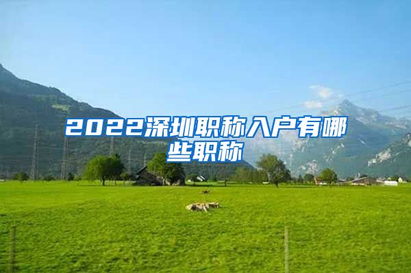 2022深圳职称入户有哪些职称