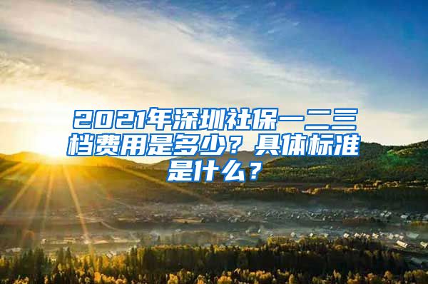 2021年深圳社保一二三档费用是多少？具体标准是什么？