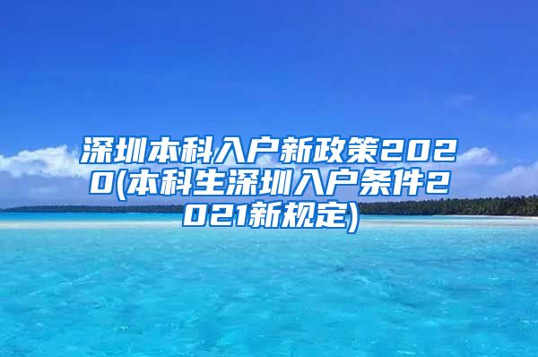 深圳本科入户新政策2020(本科生深圳入户条件2021新规定)