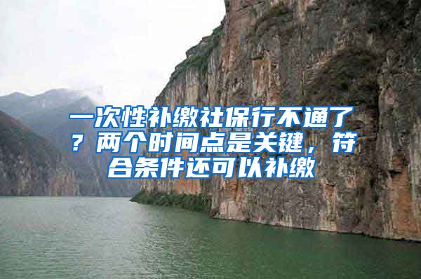 一次性补缴社保行不通了？两个时间点是关键，符合条件还可以补缴