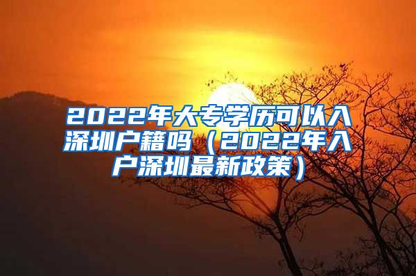 2022年大专学历可以入深圳户籍吗（2022年入户深圳最新政策）