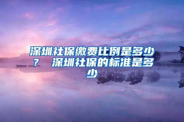 深圳社保缴费比例是多少？ 深圳社保的标准是多少