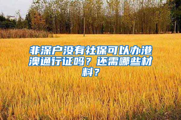 非深户没有社保可以办港澳通行证吗？还需哪些材料？