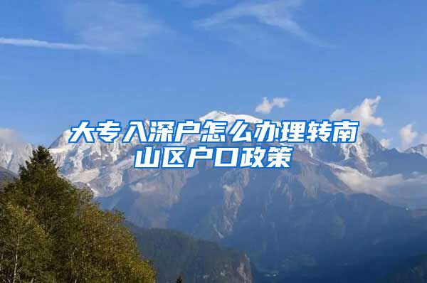 大专入深户怎么办理转南山区户口政策