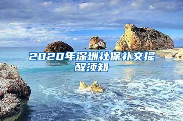 2020年深圳社保补交提醒须知