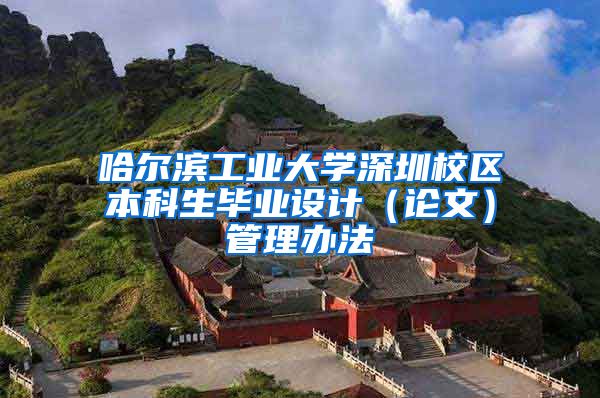 哈尔滨工业大学深圳校区本科生毕业设计（论文）管理办法