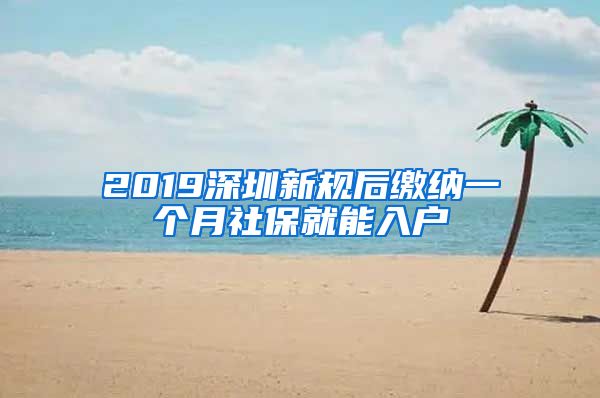 2019深圳新规后缴纳一个月社保就能入户