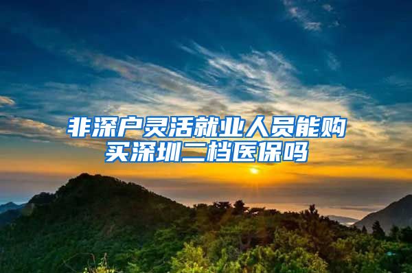 非深户灵活就业人员能购买深圳二档医保吗