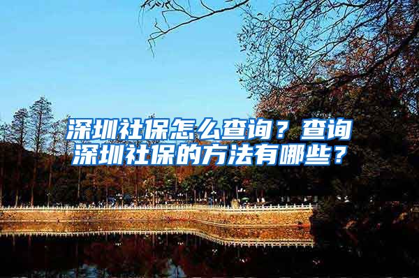 深圳社保怎么查询？查询深圳社保的方法有哪些？