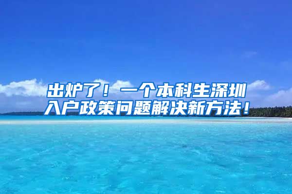 出炉了！一个本科生深圳入户政策问题解决新方法！