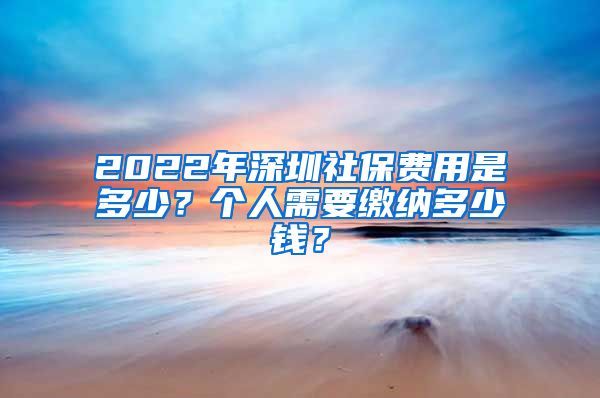 2022年深圳社保费用是多少？个人需要缴纳多少钱？