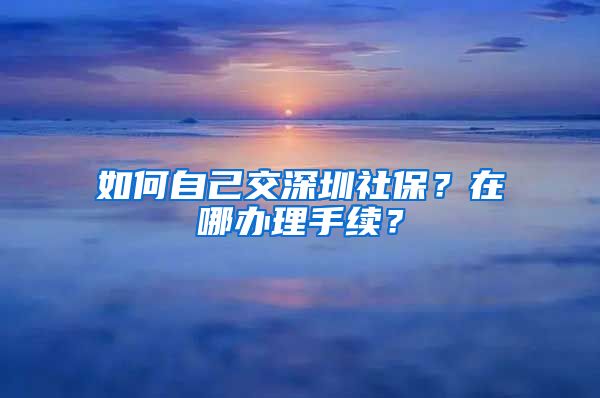 如何自己交深圳社保？在哪办理手续？