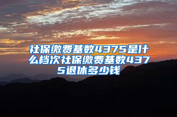 社保缴费基数4375是什么档次社保缴费基数4375退休多少钱