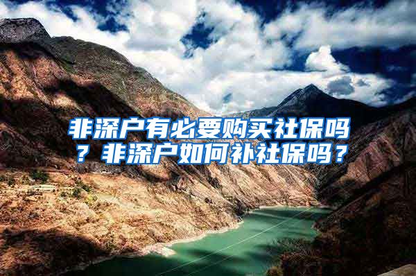 非深户有必要购买社保吗？非深户如何补社保吗？