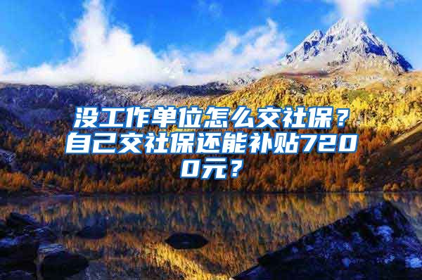 没工作单位怎么交社保？自己交社保还能补贴7200元？