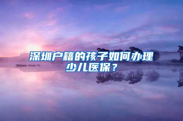 深圳户籍的孩子如何办理少儿医保？