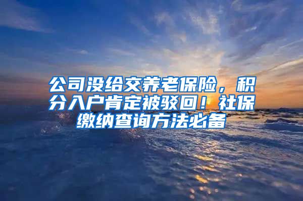 公司没给交养老保险，积分入户肯定被驳回！社保缴纳查询方法必备