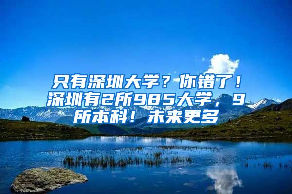 只有深圳大学？你错了！深圳有2所985大学，9所本科！未来更多