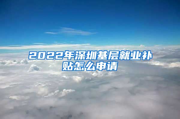 2022年深圳基层就业补贴怎么申请