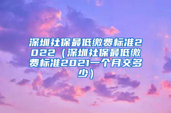 深圳社保最低缴费标准2022（深圳社保最低缴费标准2021一个月交多少）