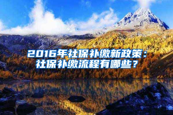 2016年社保补缴新政策：社保补缴流程有哪些？