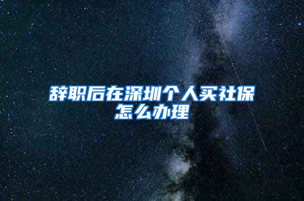 辞职后在深圳个人买社保怎么办理