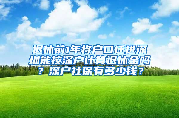 退休前1年将户口迁进深圳能按深户计算退休金吗？深户社保有多少钱？