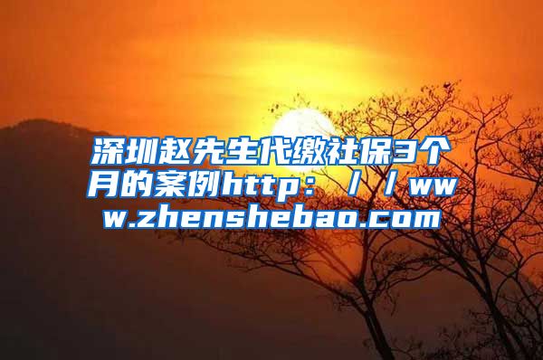 深圳赵先生代缴社保3个月的案例http：／／www.zhenshebao.com