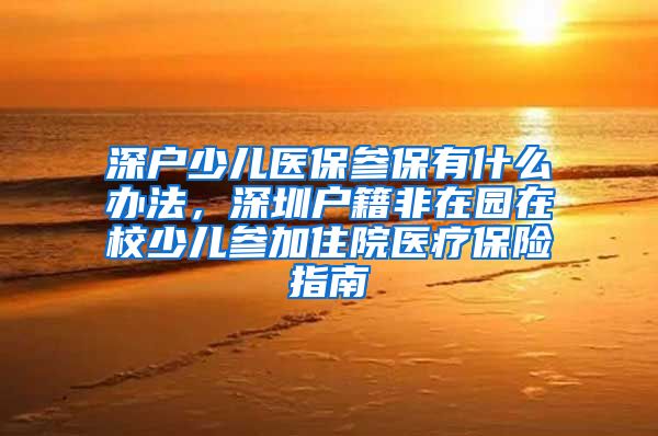 深户少儿医保参保有什么办法，深圳户籍非在园在校少儿参加住院医疗保险指南