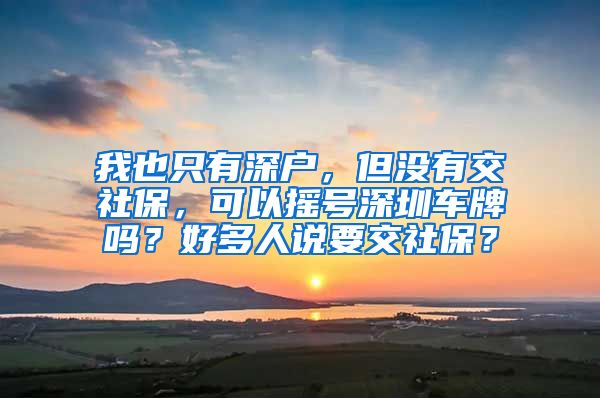 我也只有深户，但没有交社保，可以摇号深圳车牌吗？好多人说要交社保？