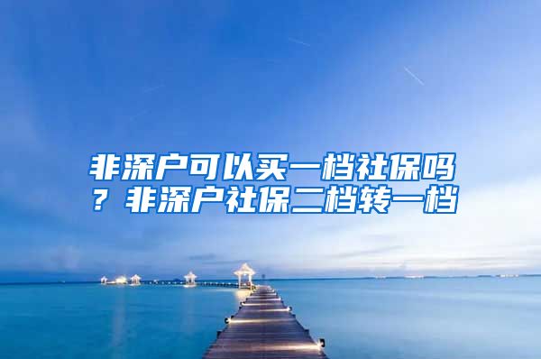 非深户可以买一档社保吗？非深户社保二档转一档