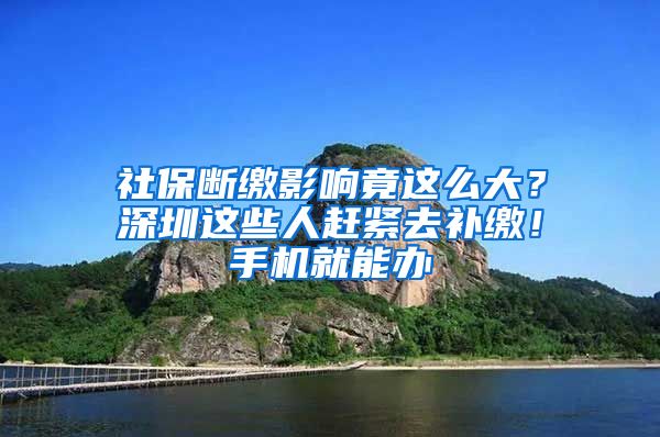 社保断缴影响竟这么大？深圳这些人赶紧去补缴！手机就能办