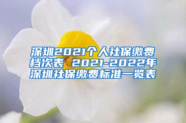 深圳2021个人社保缴费档次表 2021-2022年深圳社保缴费标准一览表