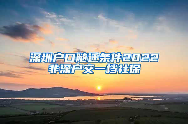 深圳户口随迁条件2022非深户交一档社保