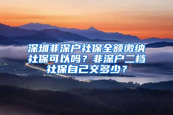 深圳非深户社保全额缴纳社保可以吗？非深户二档社保自己交多少？