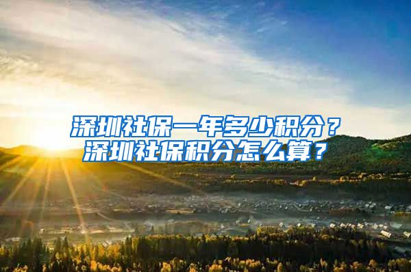 深圳社保一年多少积分？深圳社保积分怎么算？