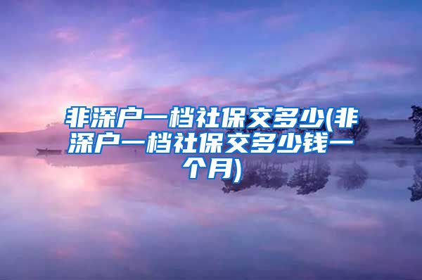 非深户一档社保交多少(非深户一档社保交多少钱一个月)