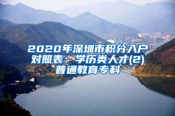 2020年深圳市积分入户对照表：学历类人才(2)普通教育专科