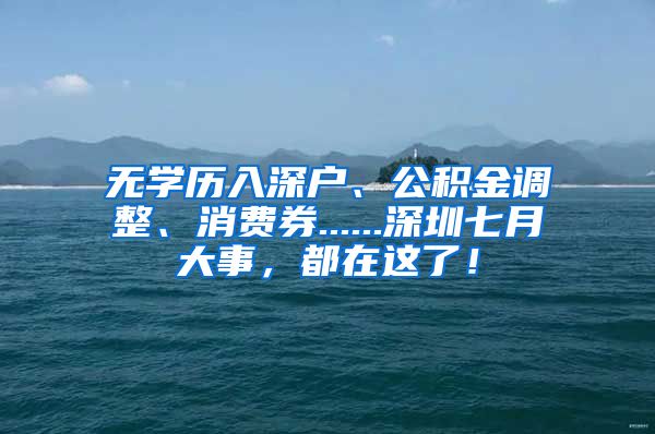 无学历入深户、公积金调整、消费券......深圳七月大事，都在这了！