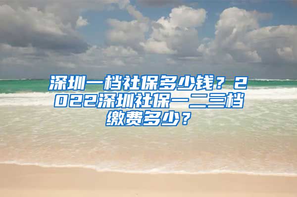 深圳一档社保多少钱？2022深圳社保一二三档缴费多少？