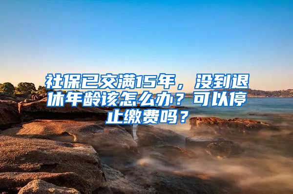 社保已交满15年，没到退休年龄该怎么办？可以停止缴费吗？