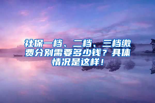 社保一档、二档、三档缴费分别需要多少钱？具体情况是这样！