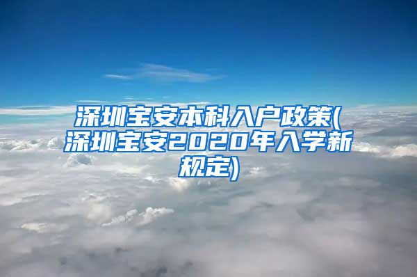 深圳宝安本科入户政策(深圳宝安2020年入学新规定)