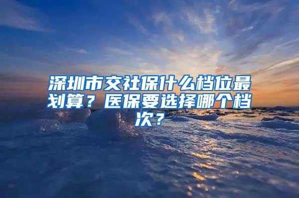 深圳市交社保什么档位最划算？医保要选择哪个档次？