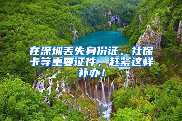 在深圳丢失身份证、社保卡等重要证件，赶紧这样补办！