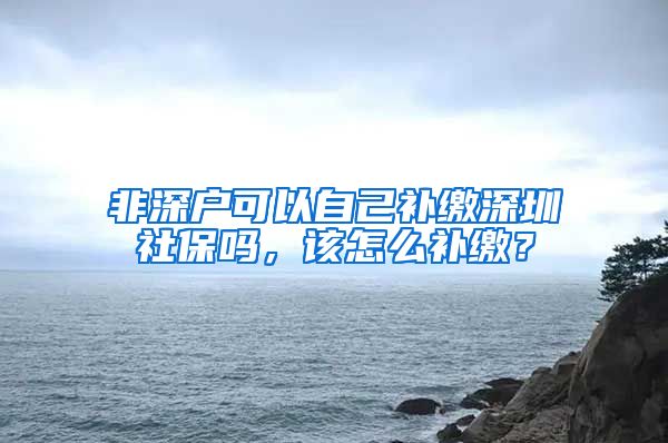 非深户可以自己补缴深圳社保吗，该怎么补缴？