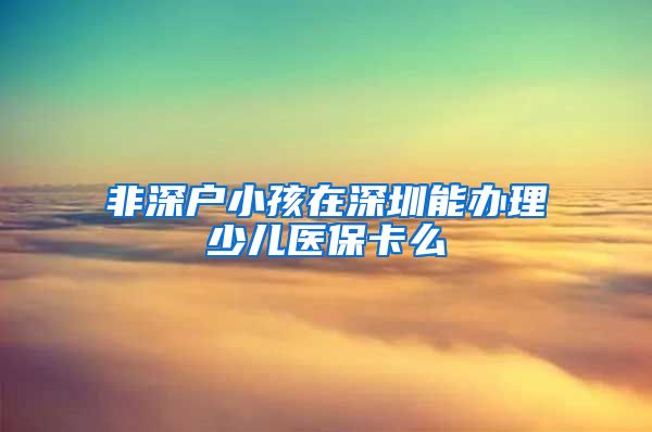 非深户小孩在深圳能办理少儿医保卡么