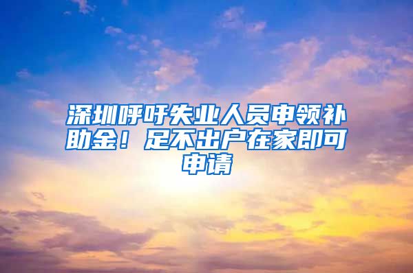 深圳呼吁失业人员申领补助金！足不出户在家即可申请