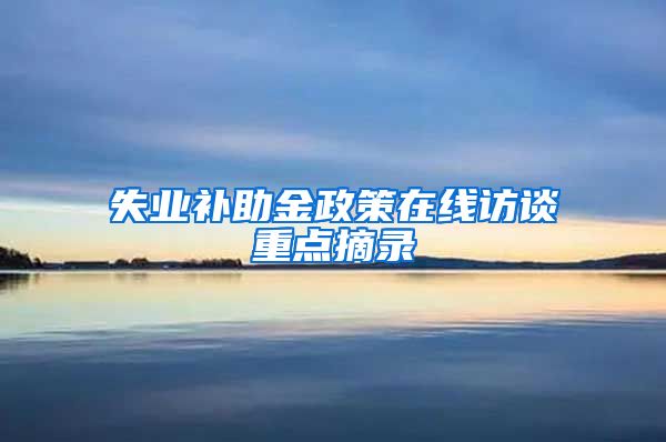 失业补助金政策在线访谈重点摘录